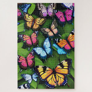 Colorful butterflies on leaves jigsaw puzzle
