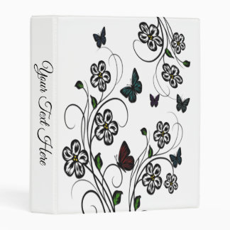 Colorful Butterflies on White Flowers Personal Mini Binder