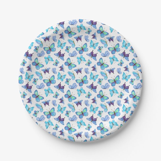 Colorful Butterflies Paper Plates (Front)