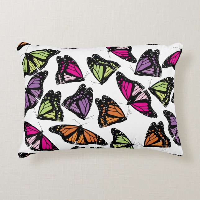 Colorful Butterflies Pattern Accent Pillow (Front)