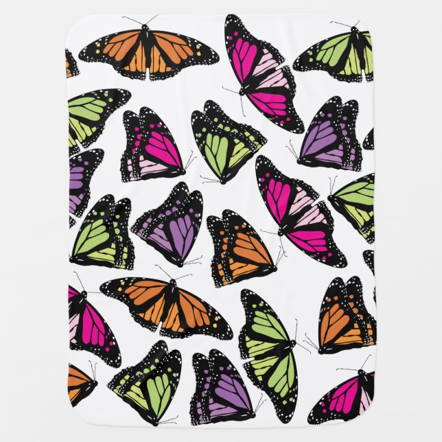 Colorful Butterflies Pattern Baby Blanket (Front)