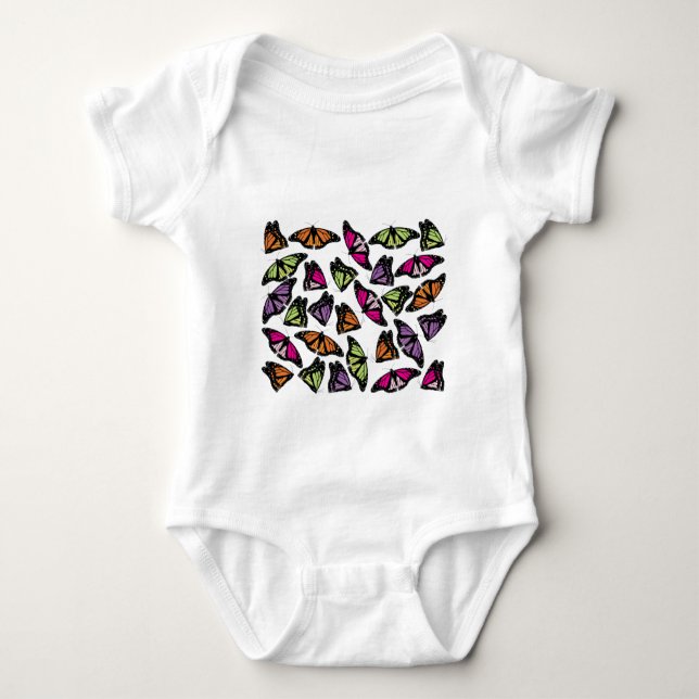 Colorful Butterflies Pattern Baby Bodysuit (Front)