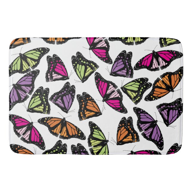 Colorful Butterflies Pattern Bath Mat (Front)