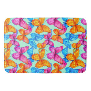 Colorful Butterflies Pattern    Bath Mat