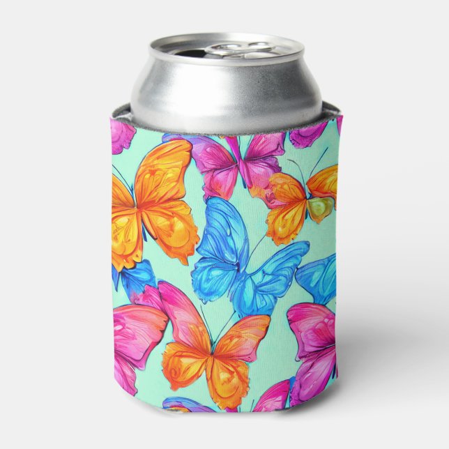 Colorful Butterflies Pattern  Can Cooler (Can Front)