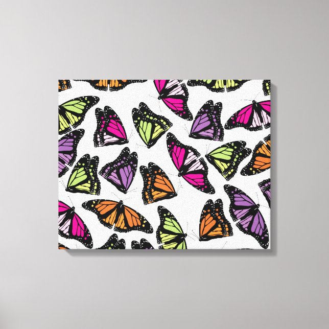 Colorful Butterflies Pattern Canvas Print (Front)