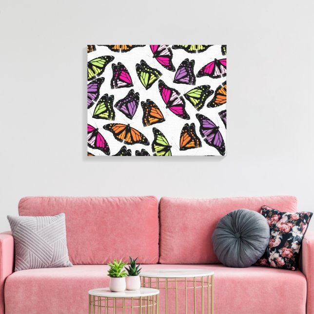 Colorful Butterflies Pattern Canvas Print (Insitu(LivingRoom))