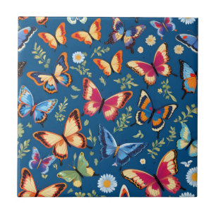 Colorful butterflies pattern ceramic tile
