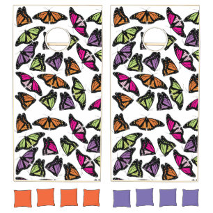 Colorful Butterflies Pattern Cornhole Set