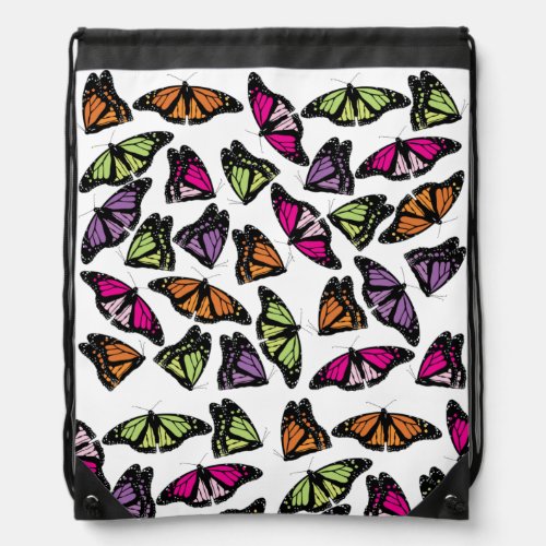 Colorful Butterflies Pattern Drawstring Bag