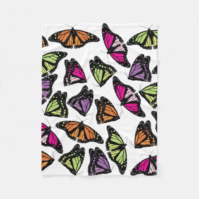 Colorful Butterflies Pattern Fleece Blanket (Front)