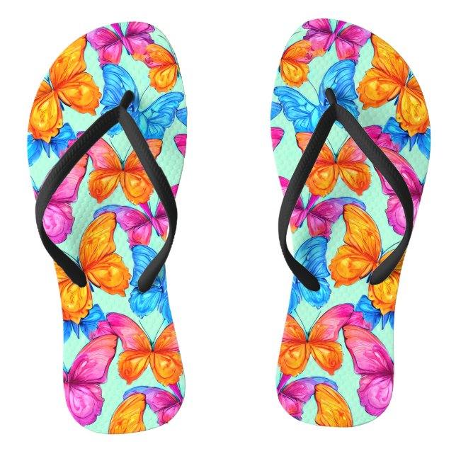 Colorful Butterflies Pattern   Flip Flops (Footbed)