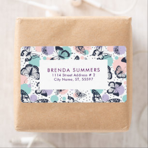 Colorful Butterflies Pattern Label