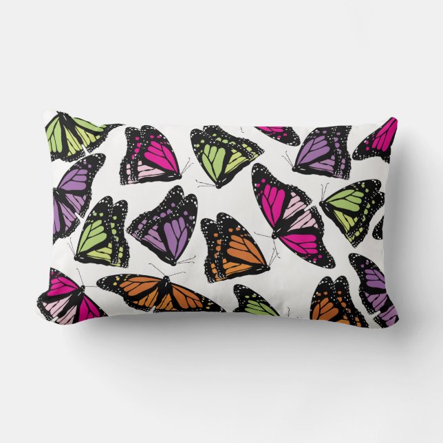Colorful Butterflies Pattern Lumbar Pillow (Front)