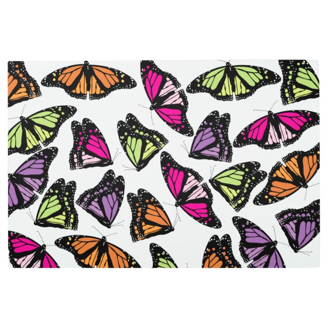 Colorful Butterflies Pattern Metal Print (Front)