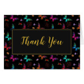 Colorful Butterflies Pattern on Black Thank You (Front Horizontal)