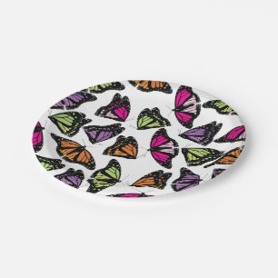 Colorful Butterflies Pattern Paper Plates