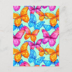 Colorful Butterflies Pattern Postcard