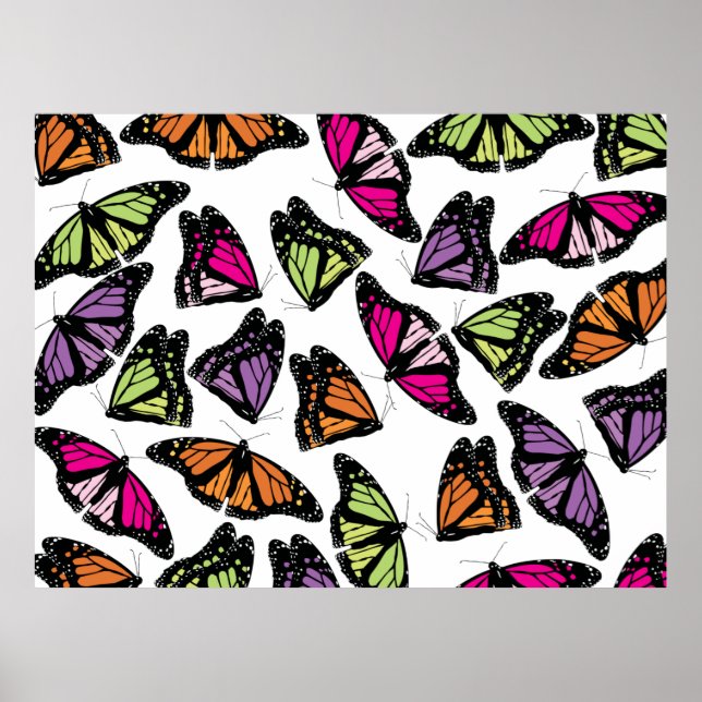 Colorful Butterflies Pattern Poster (Front)