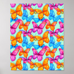 Colorful Butterflies Pattern  Poster