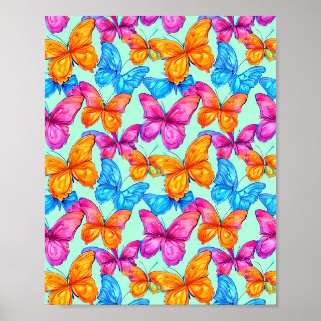Colorful Butterflies Pattern  Poster (Front)