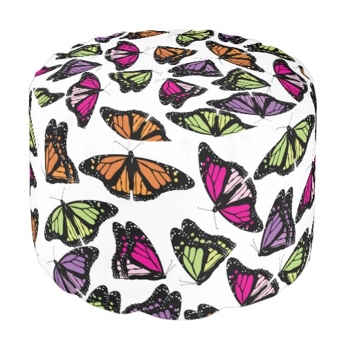 Colorful Butterflies Pattern Pouf