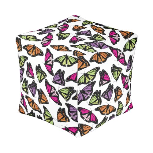 Colorful Butterflies Pattern Pouf