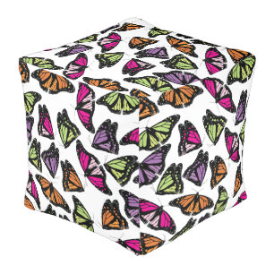 Colorful Butterflies Pattern Pouf