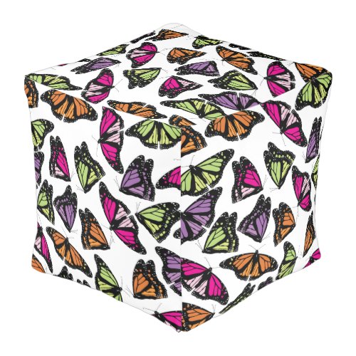 Colorful Butterflies Pattern Pouf