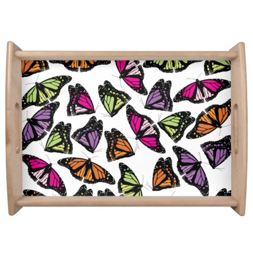 Colorful Butterflies Pattern Serving Tray