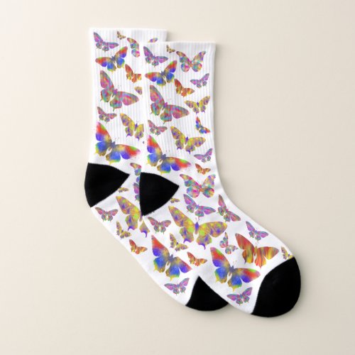 Colorful butterflies pattern socks