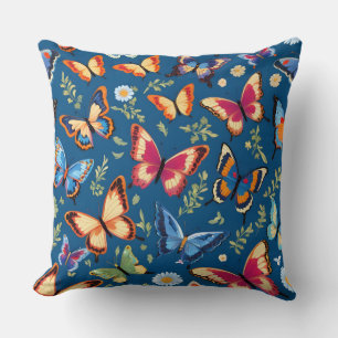 Colorful butterflies pattern throw pillow