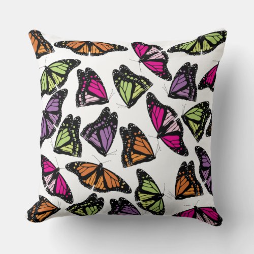 Colorful Butterflies Pattern Throw Pillow