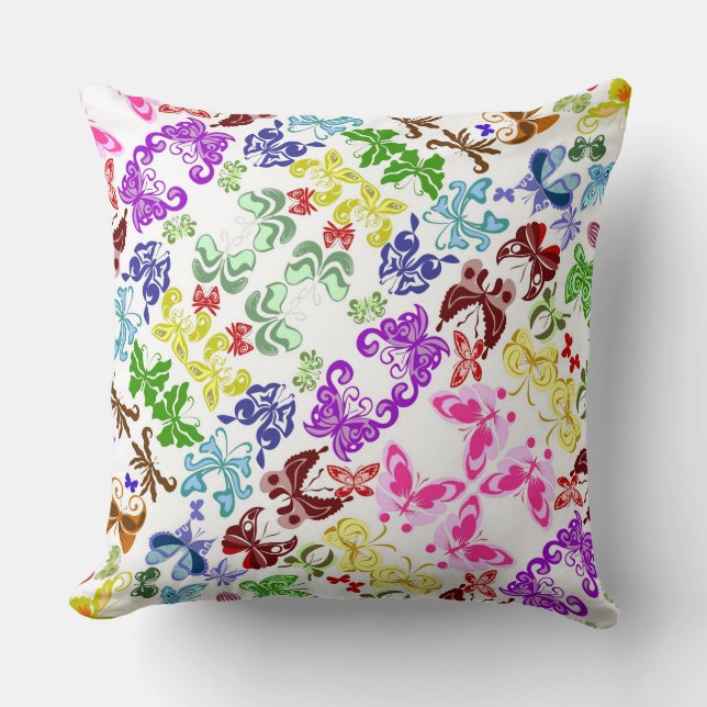 Colorful butterflies pattern throw pillow (Front)