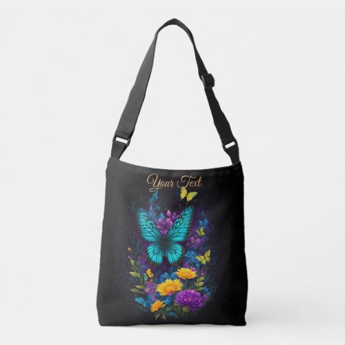 colorful Butterflies pink yellow blue girly Crossbody Bag