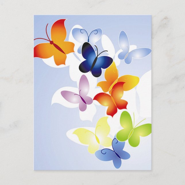 Colorful Butterflies Postcard (Front)
