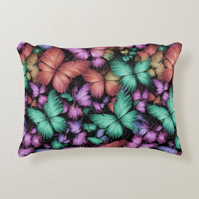 Colorful Butterflies Print Accent Pillow (Front)
