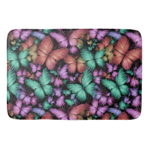 Colorful Butterflies Print Bath Mat