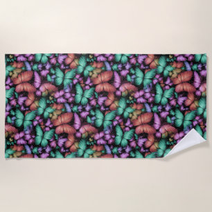 Colorful Butterflies Print Beach Towel
