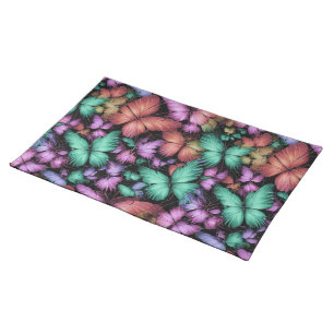 Colorful Butterflies Print Cloth Placemat