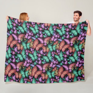 Colorful Butterflies Print Fleece Blanket