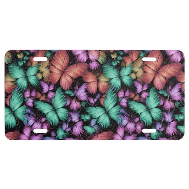 Colorful Butterflies Print License Plate (Front)