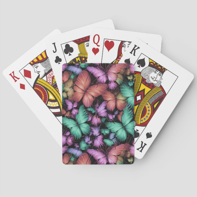 Colorful Butterflies Print Poker Cards (Back)
