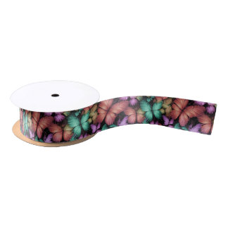 Colorful Butterflies Print Satin Ribbon
