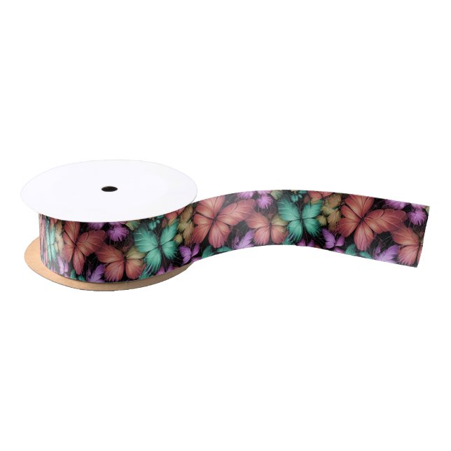 Colorful Butterflies Print Satin Ribbon (Spool)