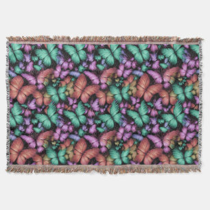 Colorful Butterflies Print Throw Blanket