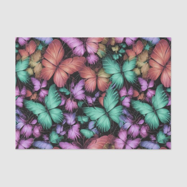 Colorful Butterflies Print Tissue Paper (Front)