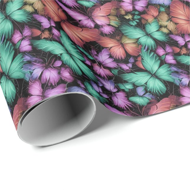 Colorful Butterflies Print Wrapping Paper (Roll Corner)