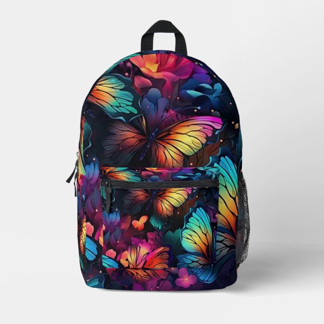 Colorful Butterflies Printed Backpack (Front)