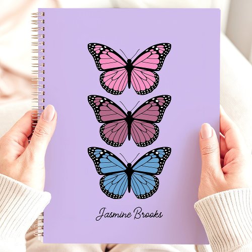 Colorful Butterflies Purple Custom Name Planner